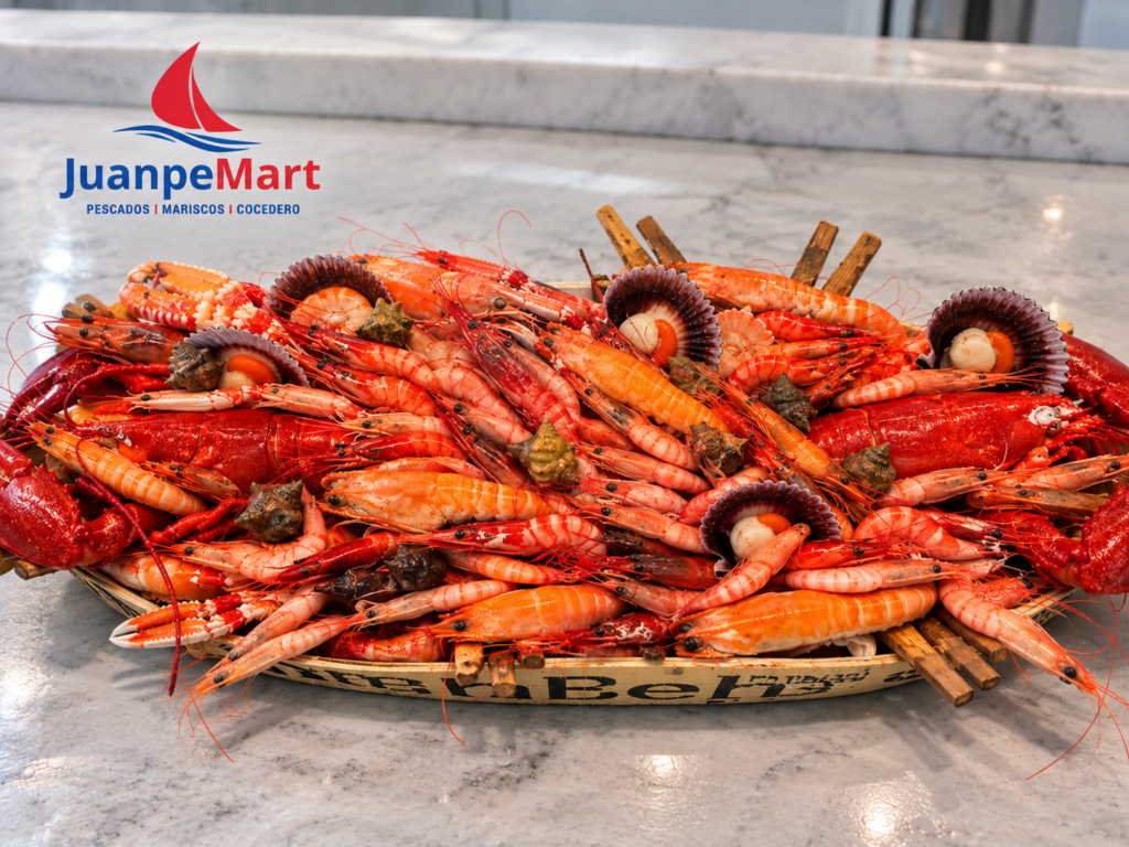 Marisco cocido preparado en cocedero propio de Pescados JuanPemart